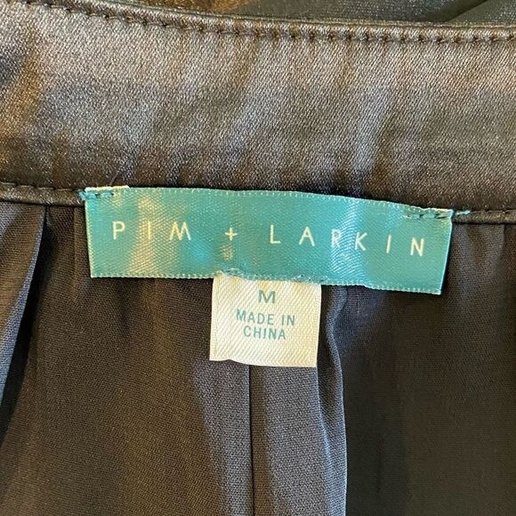 Pim + Larkin Sz M Navy Blue Satin Evening Wedding Long Maxi Flowy Skirt - Picture 10 of 10